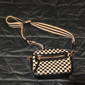 Universal Thread Black and Cream Checkered Crossbody Bag